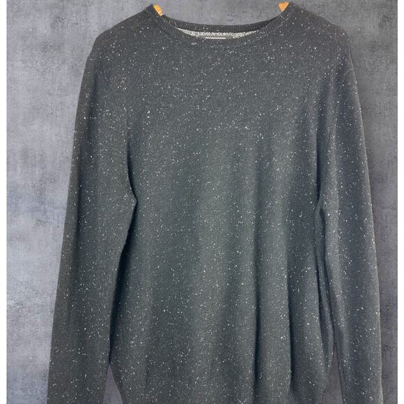 Nordstrom Men's Shop 100% Cashmere LS Crew Neck Sweater Black Speckled Medium - Picture 12 of 12